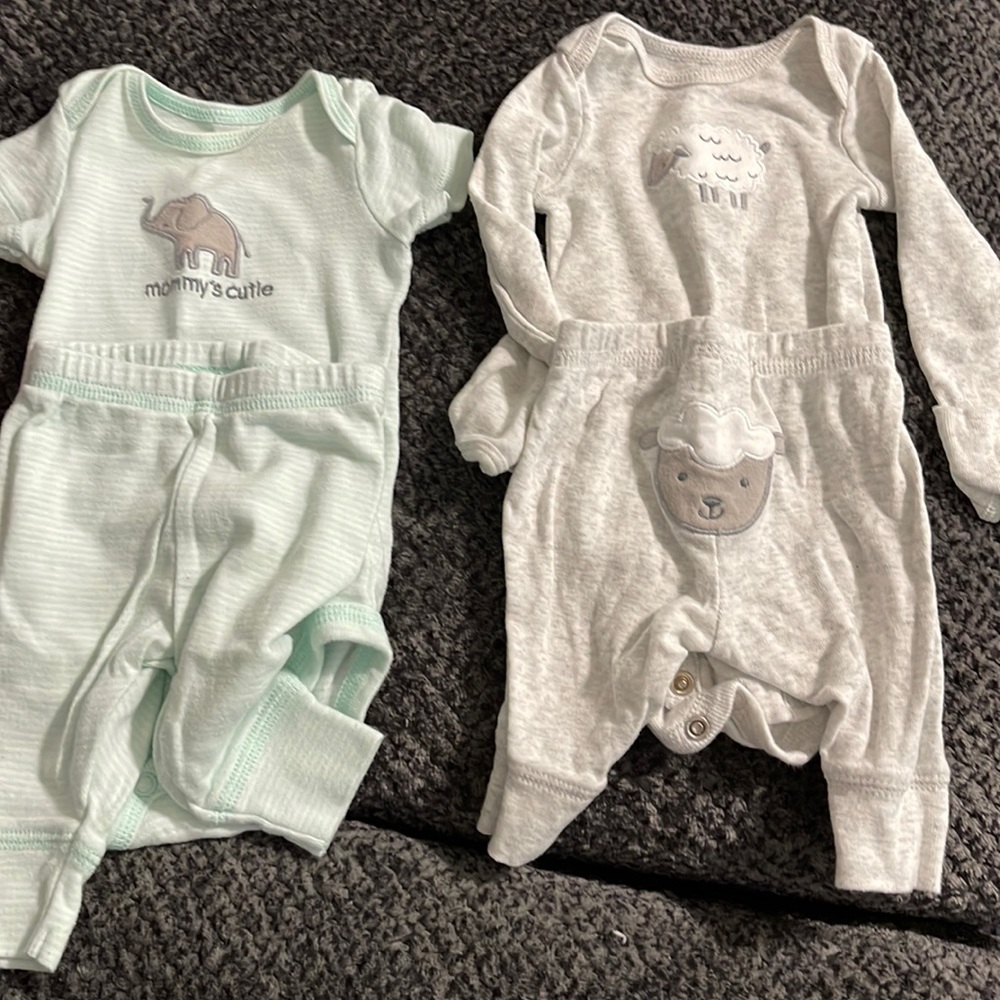 Baby outfits. Neutral colors